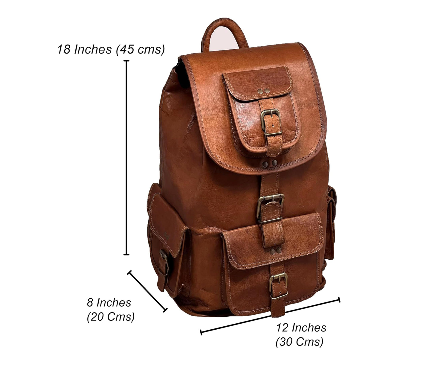 18" Leather Backpack Travel rucksack knapsack daypack College Bag for m- image 6