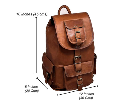 18" Leather Backpack Travel rucksack knapsack daypack College Bag for m- image 6