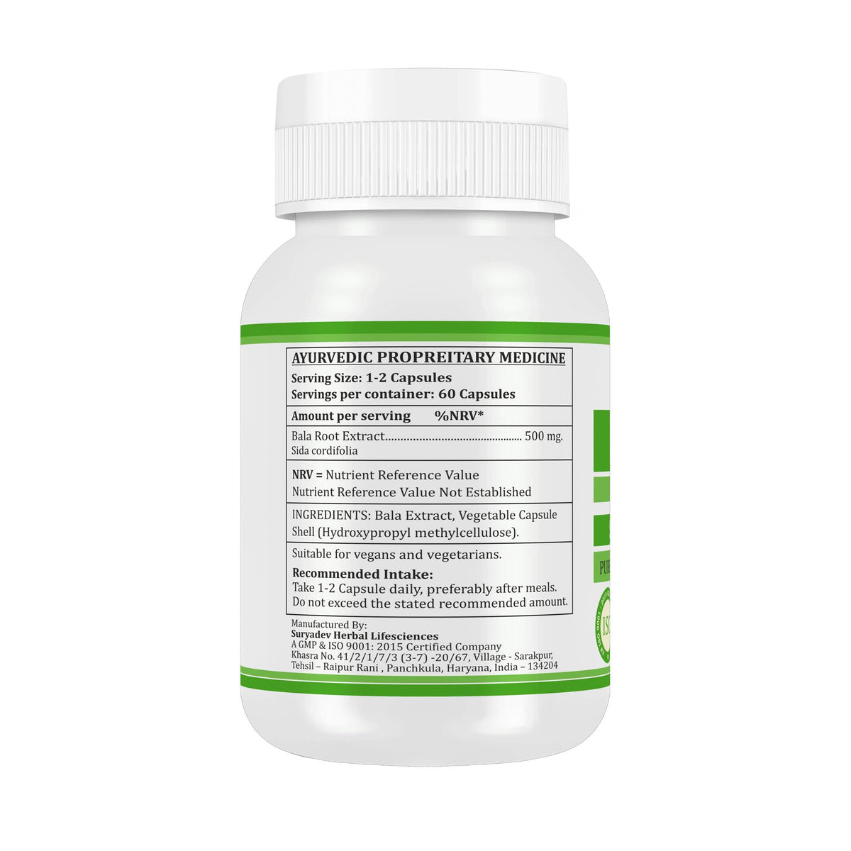 Bala Capsules (Sida Cordifolia Extract) 500mg – Ayurvedic Herbal Capsules for Strength & Vitality, 60 Vegan