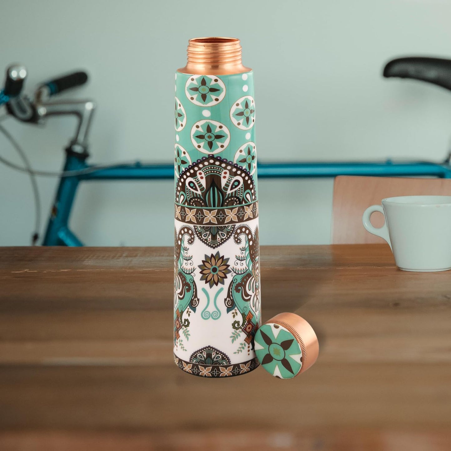 Design Decor Gallery Handmade Copper Water Bottle Round Punch Bubble Look Design Exact Handcrafted, 1 Liter, Clear