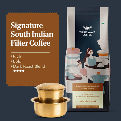 THIRD WAVE COFFEE | Signature South Indian Filter | Dark Roast | Moka Pot | Fine Grind | 250 grams | Pouch