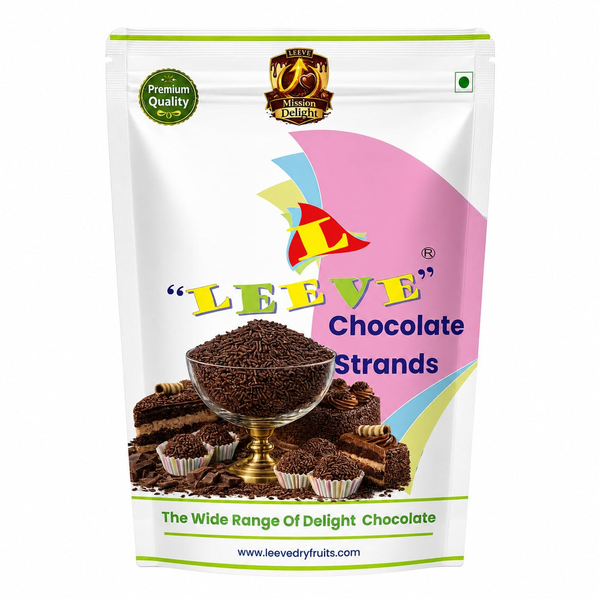 Leeve Chocolate Strands Vermicelli 400g | Chocolate Sprinkles for Cake Decoration | Ice Cream Topping | Dessert Garnish | Bakery Style Decorating Ingredient