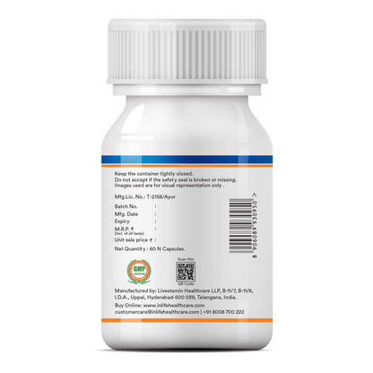 INLIFE Energy Booster Supplement, 5-Herb Blend, 500mg, 60 Veg Capsules