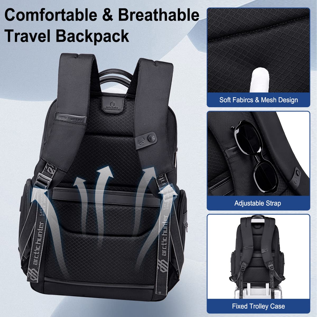 Arctic Hunter Travel Backpack for Men 45L Large Heavy Duty Office Trave- image 3