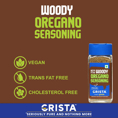 CRISTA Woody Oregano Seasoning | Fresh | Aromatic | Premium Spices & Herbs Blend | Vegan | Trans Fat Free | Cholesterol Free | Zero added Colours, Fillers, Additives & Preservatives | 50 gms
