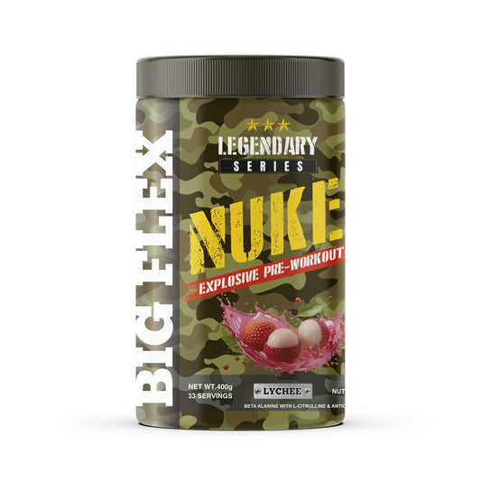 Bigflex Nuke Pre Workout Powder| 33 Servings |Energy Booster (Lychee, 400Gm)