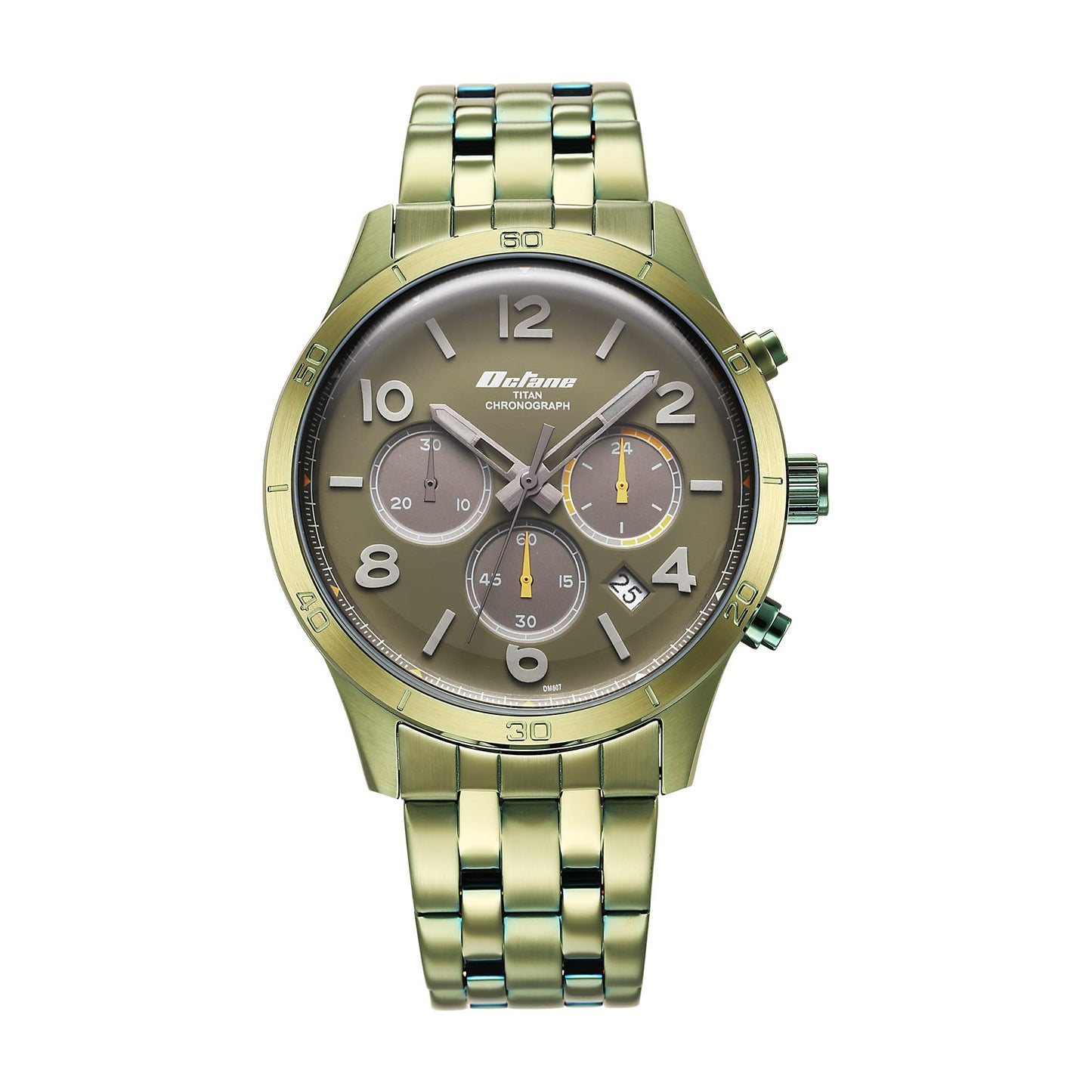 Titan Octane Classic Sporty Green Dial Chronograph Stainless Steel Strap Watch f