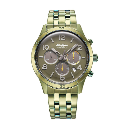Titan Octane Classic Sporty Green Dial Chronograph Stainless Steel Strap Watch f