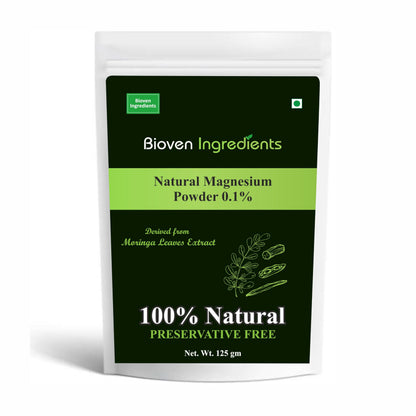 Natural Magnesium Powder, Derived from 100% Natural & Organic Moringa Leaves Extract by Bioven Ingredients, Non-GMO Supplement, No Preservatives, Sugar, Gluten or Dairy Free Powder