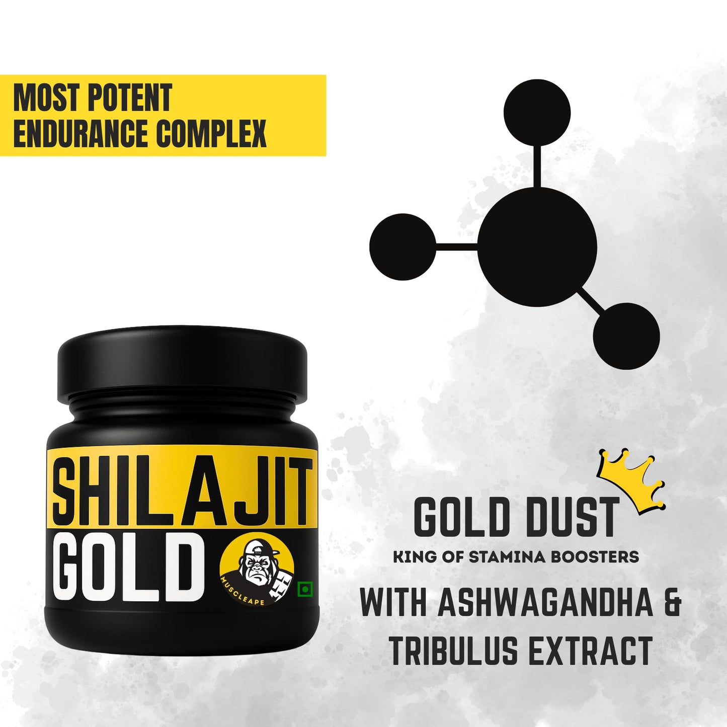 Muscleape Pure Himalayan Shilajit Resin | Enriched with Safed Musli, Ashwagandha, Tribulus & 12+ Ayurvedic Herbs | Energy, Strength, Immunity & Vitality Support| Shilajeet With 24 Carat Gold. 20gm