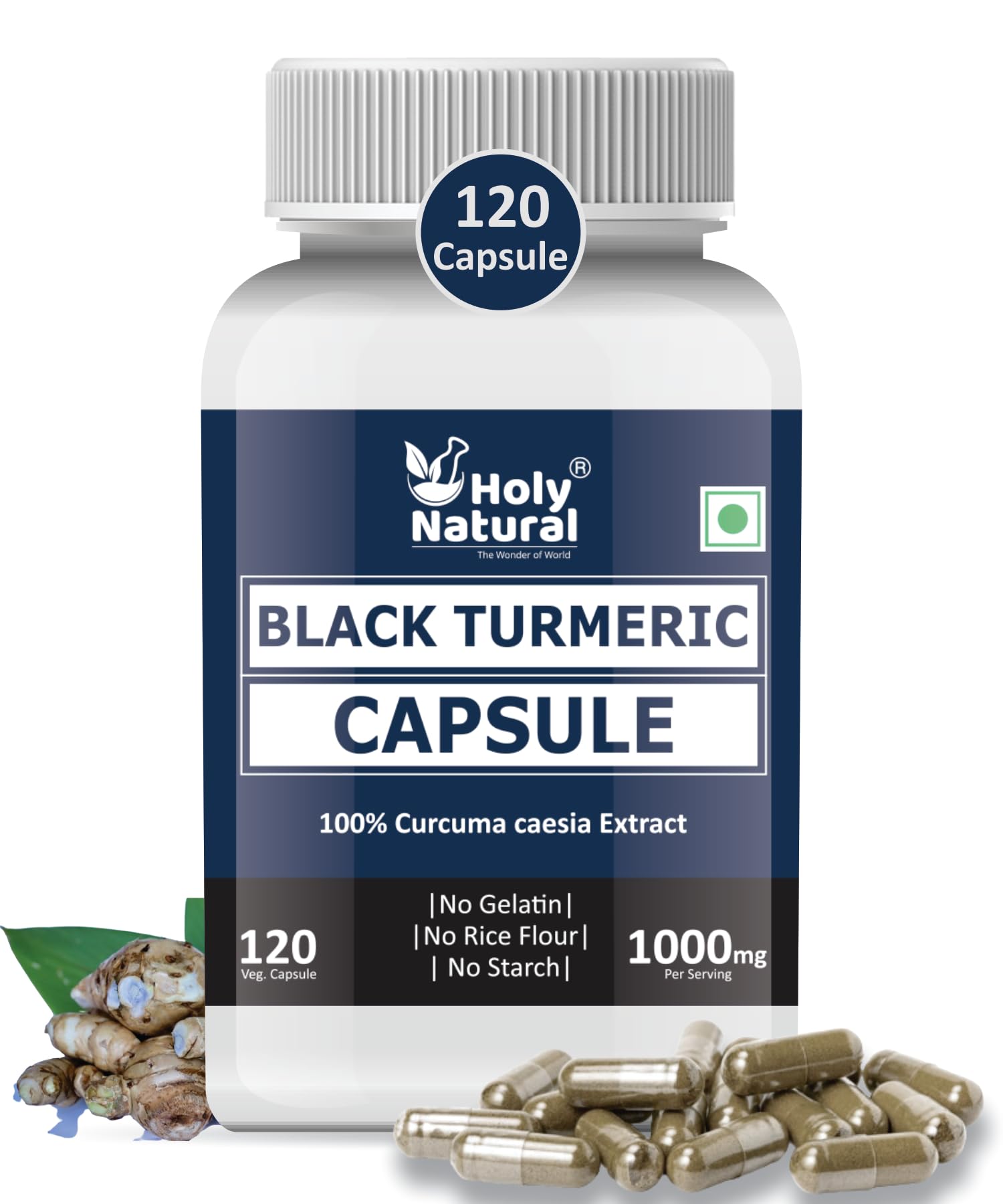 Black Turmeric Capsules - 120 Capsules | 100% Potent Black Turmeric Powder Use |