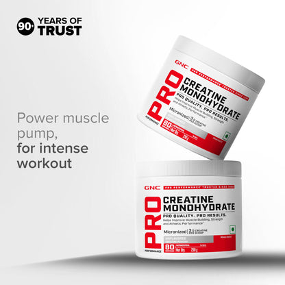 GNC Pro Performance Pure Micronized Creatine Monohydrate with Free Shilajit|250 gm & 10 gm Shilajit|Instantized|Fuels Muscles|Increase Muscle Mass|Rapid Absorption|Unflavoured