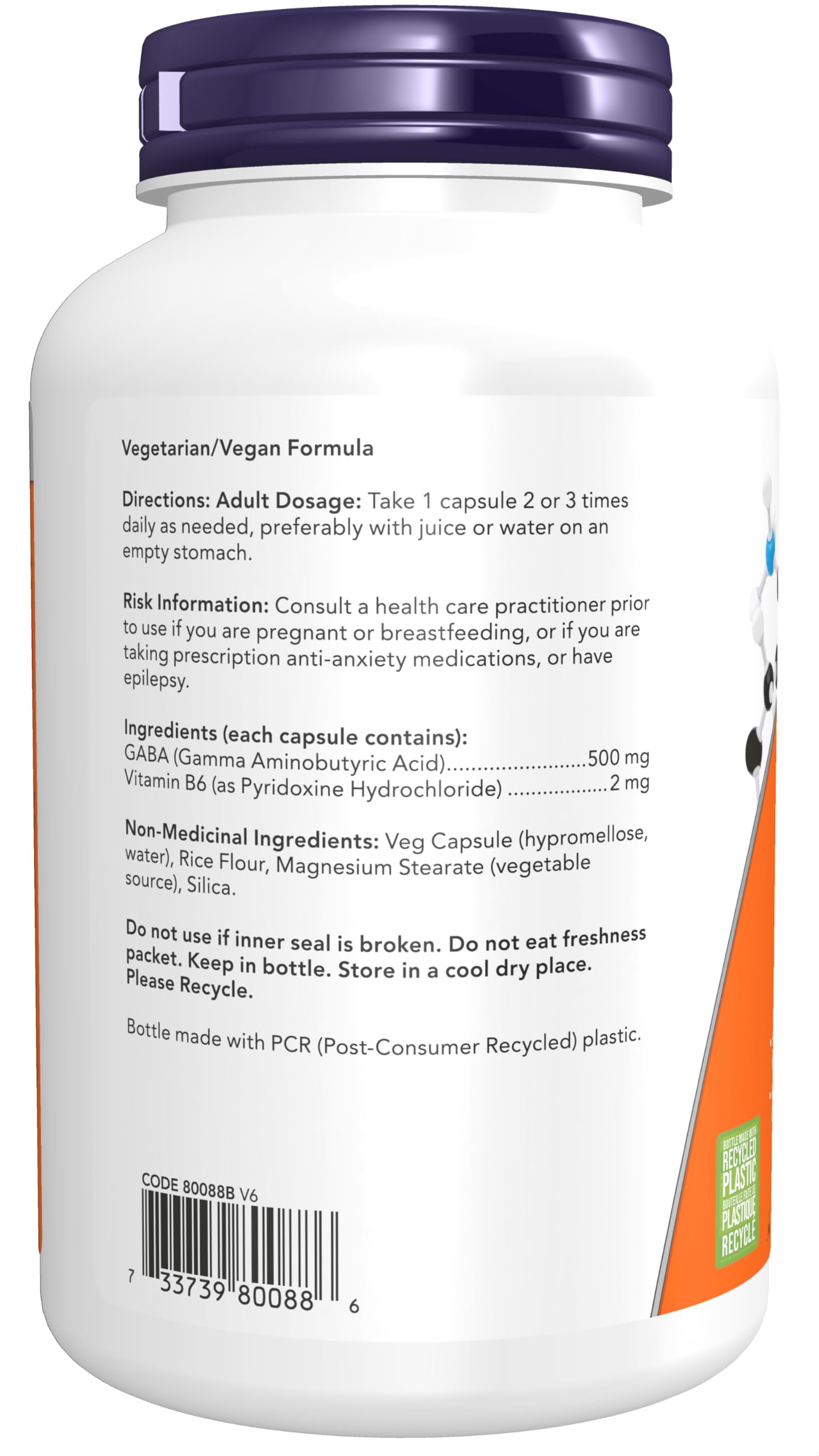 Now Foods Gaba 500Mg + B-6 200Vcap- image 8