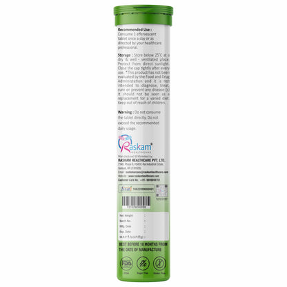 Raskam Apple Cider Vinegar Moringa Fizz Tablets 500mg – 15 Effervescent Tabs (Pack of 2), No Added Sugar