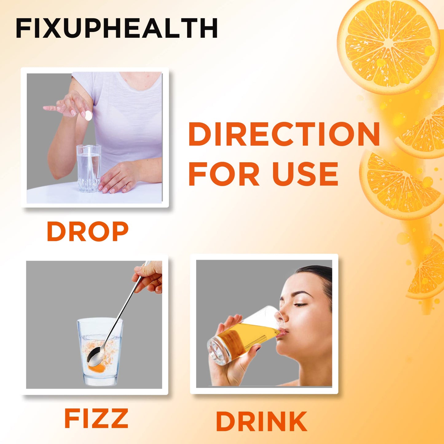 FIXUPHEALTH Amla Vitamin C and Zinc Effervescent Tablets Orange Flavor-antioxidants-immunity-skincare - (20 Tablets)