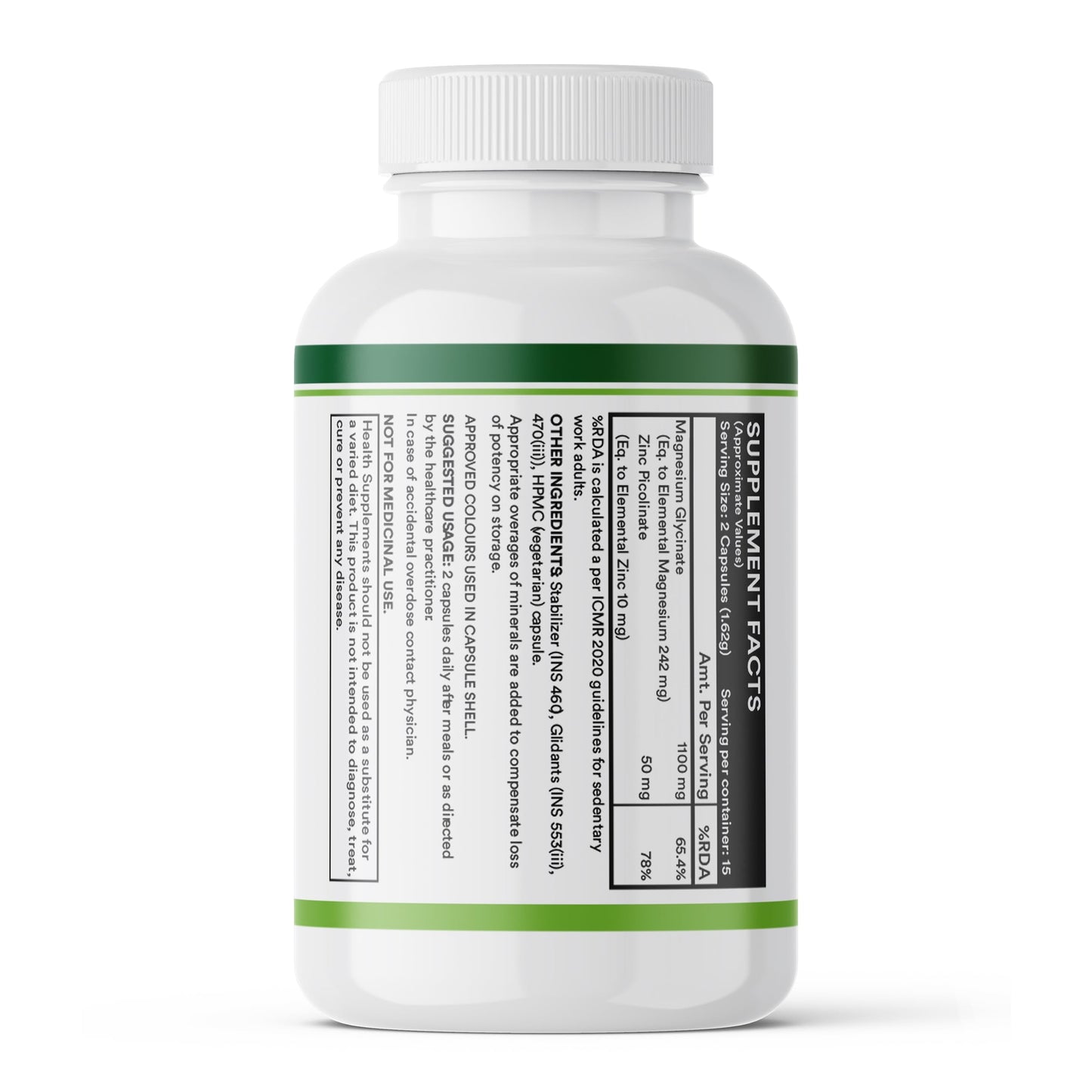 INLIFE Magnesium Glycinate Supplement 1100mg (Elemental Magnesium 242mg) with Zinc 10mg (as Zinc Picolinate) Per Serving, Relaxation & Healthy Muscle Function - 30 Capsules (Pack of 1, 30, count)