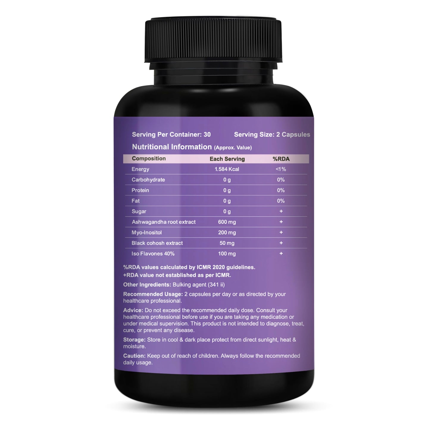 CUREFOREVER Womaneya Menopause Supplements for Women | Hormonal Balance, Hot Flashes & Mood Support | With Ashwagandha, Myo-Inositol, Black Cohosh & Isoflavones | 60 Veg Capsules