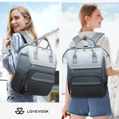LOVEVOOK Laptop Backpack for Women, Black-white-gray Gradient, 17 Inch- image 2