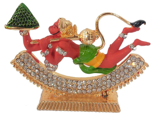 Relicon Flying Lord Hanuman Idol | Bajrang Bali Idol (R-135) Red Metal Statue (L