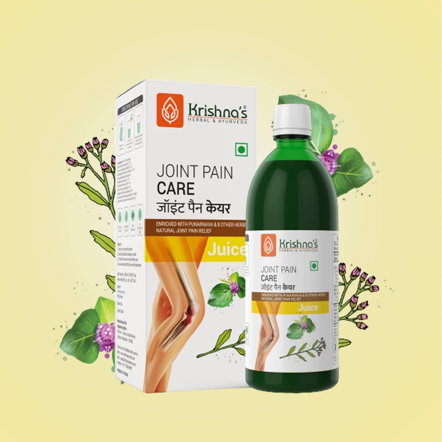 KRISHNA'S HERBAL & AYURVEDA Joint Pain Care Juice - 1000 Ml | Natural Pain Reliever |9 Powerful Herbs Like Rasana, Kutaki, Daru Haridra Ashwagandha Strengthens The Muscle