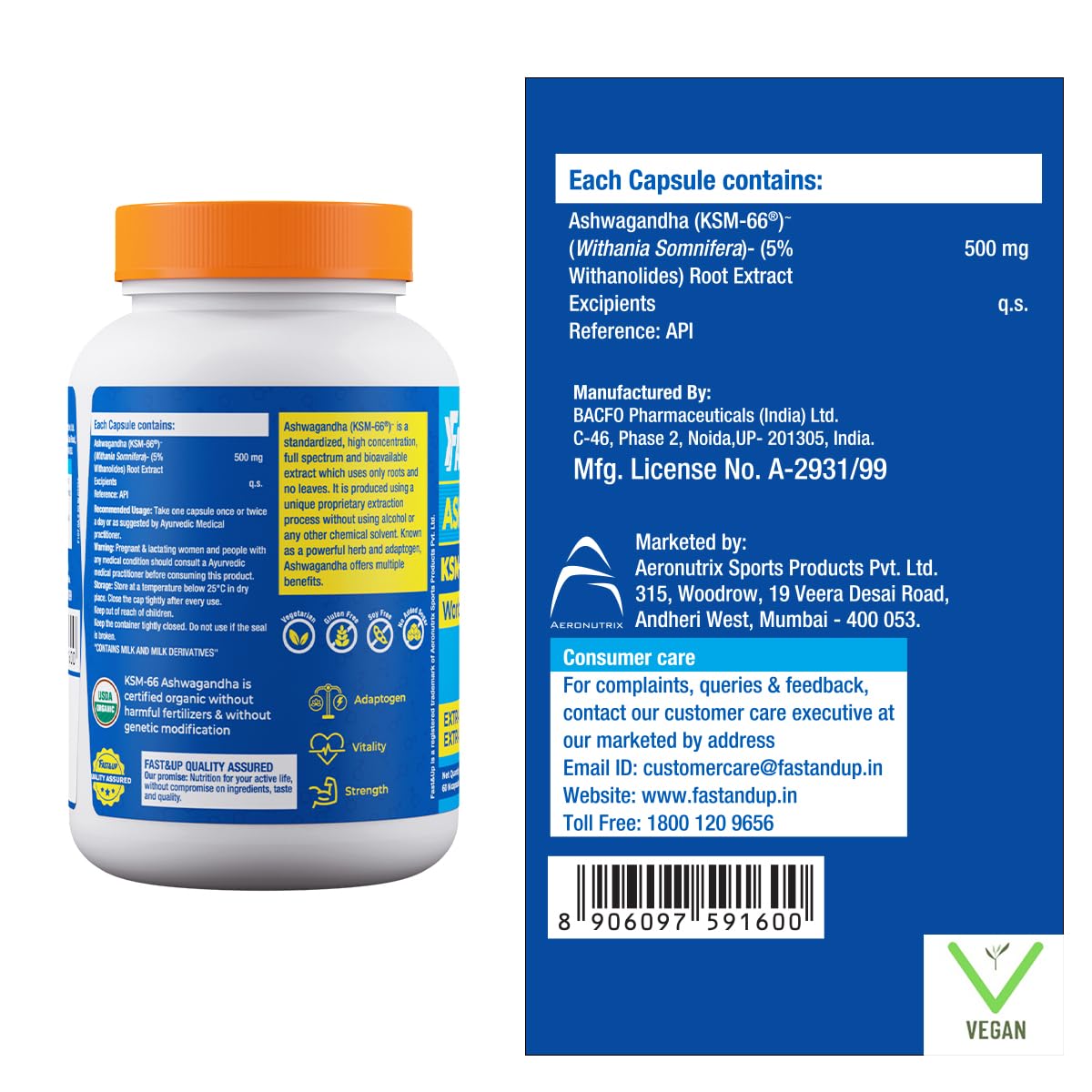 Fast&Up 500mg KSM-66® Ashwagandha – World's Best Ashwagandha (60 Capsul- image 9