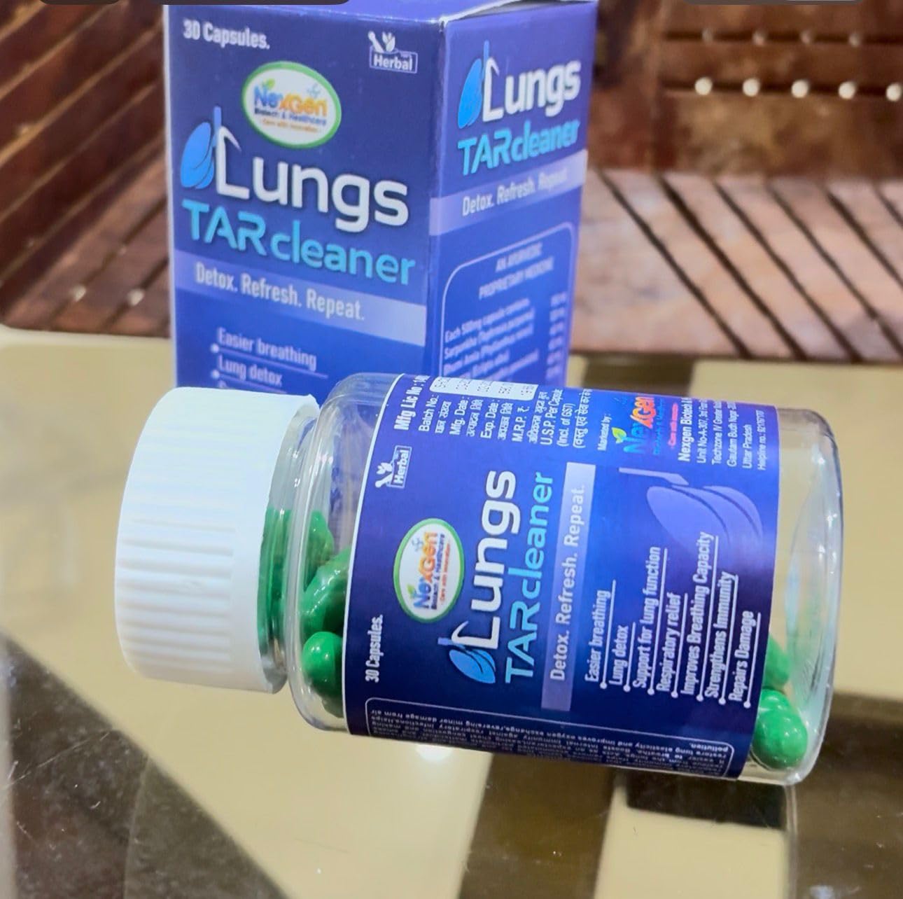 KardioNex Ayurvedic Lungs TARcleaner Herbal Capsules for Lung Detox & Respiratory Support | Improves Breathing Capacity | Herbal Formula | 30 Capsules