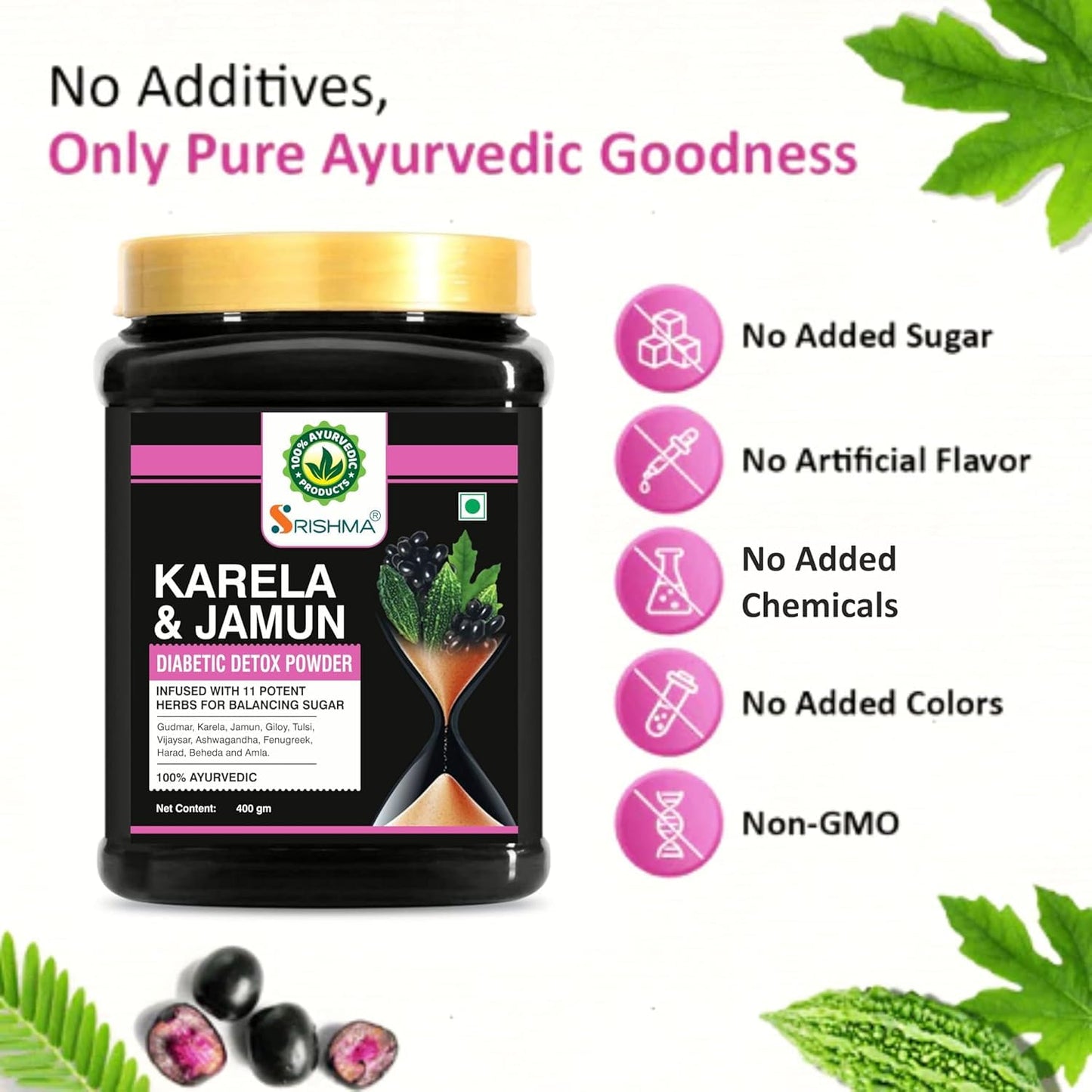 Srishma Karela, Jamun Diabetic Detox Powder | Infused with 11 Potent He- image 4