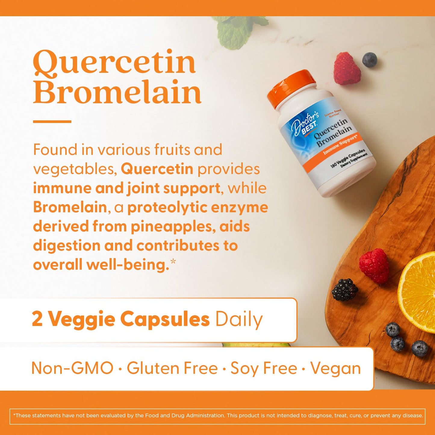 Doctor's Best, Quercetin Bromelain, 180 Veggie Caps- image 6