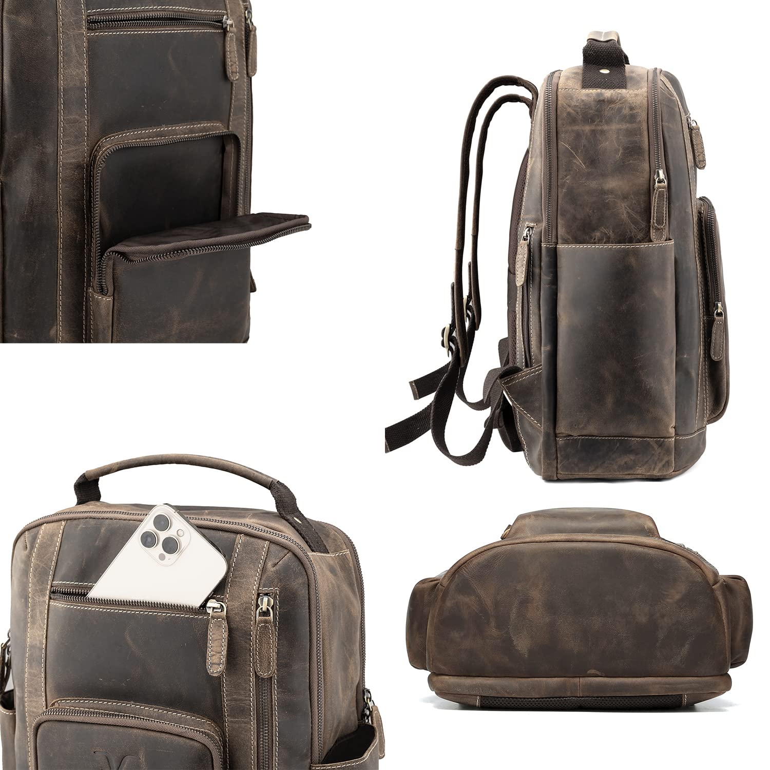 Goatter 24 Ltrs Men's Hunter Leather Backpack For 16 Laptop Travel Hiki- image 3
