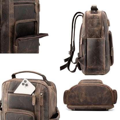 Goatter 24 Ltrs Men's Hunter Leather Backpack For 16 Laptop Travel Hiki- image 3