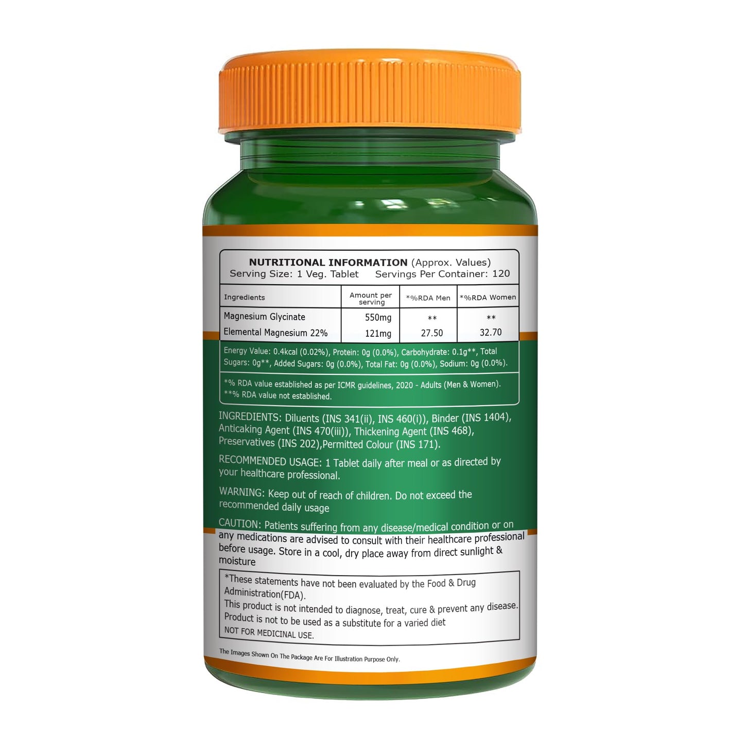 Pure Nutrition Magnesium Glycinate 550mg - 120 Tablets | High Absorption Magnesium Supplement for Daily Wellness | Supports Muscle Relaxation, Sleep & Nerve Function