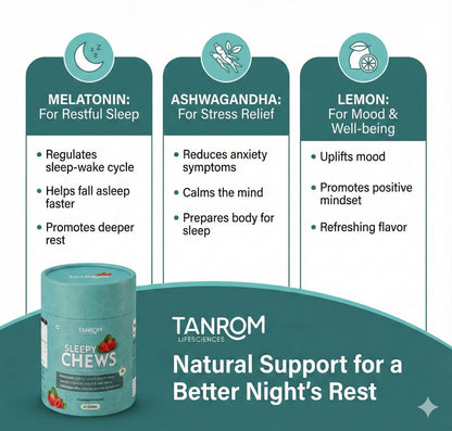 SleepyChews, 30 Gummies, Strawberry Flavor, Natural Sleep and Anxiety Relief Supplements with Ashwagandha, Melatonin, Valerian Root, No Added Sugar, Vegan