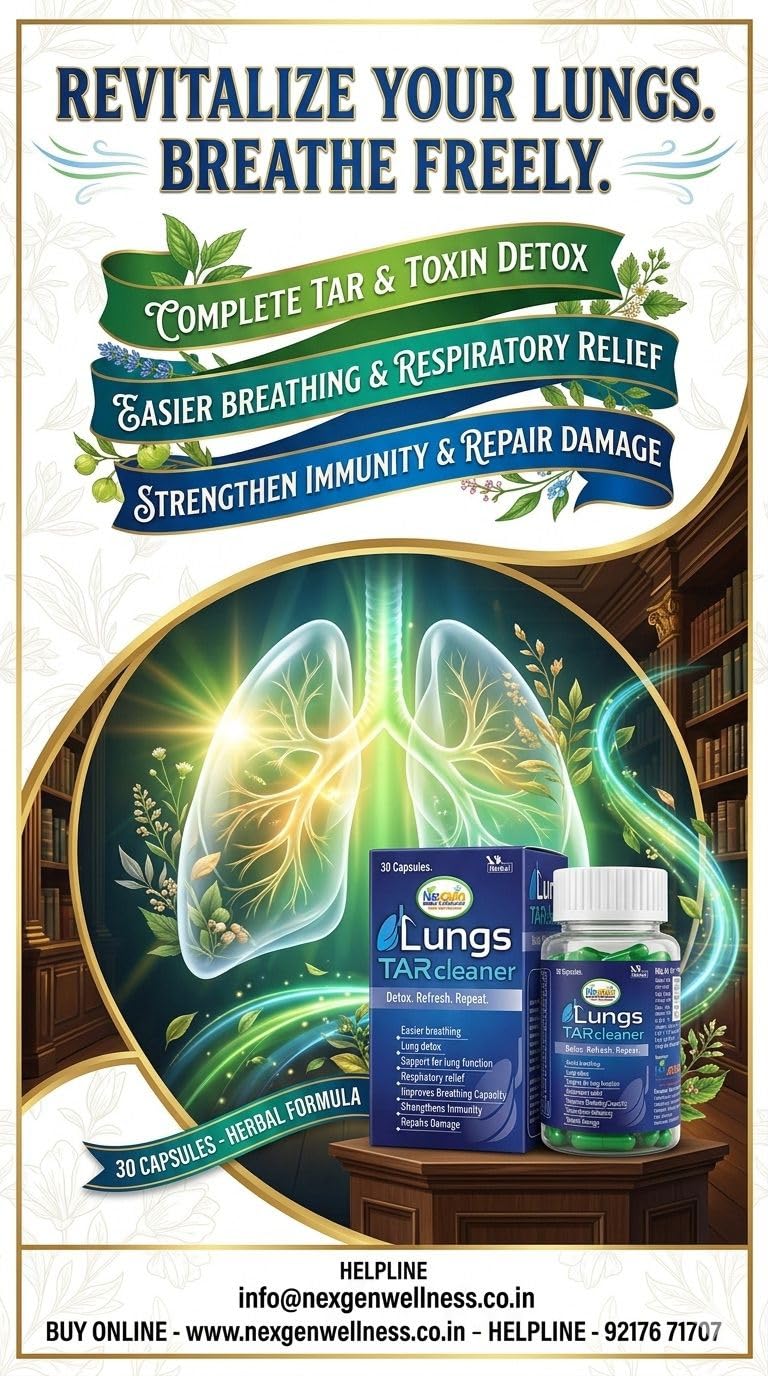 KardioNex Ayurvedic Lungs TARcleaner Herbal Capsules for Lung Detox & Respiratory Support | Improves Breathing Capacity | Herbal Formula | 30 Capsules
