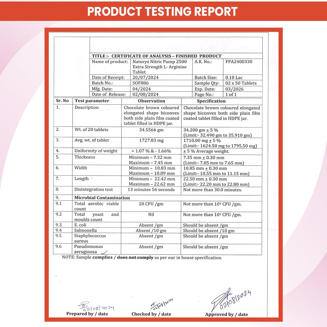 NATURYZ Nitric Pump 2500 Mg Extra Strength L-Arginine | L Citrulline | Caffeine | Boosts Stamina | Energy | Increases Blood Flow | Improves Performance | Ideal Pre-workout Supplement - 50 Tablets