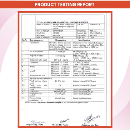 NATURYZ Nitric Pump 2500 Mg Extra Strength L-Arginine | L Citrulline | Caffeine | Boosts Stamina | Energy | Increases Blood Flow | Improves Performance | Ideal Pre-workout Supplement - 50 Tablets