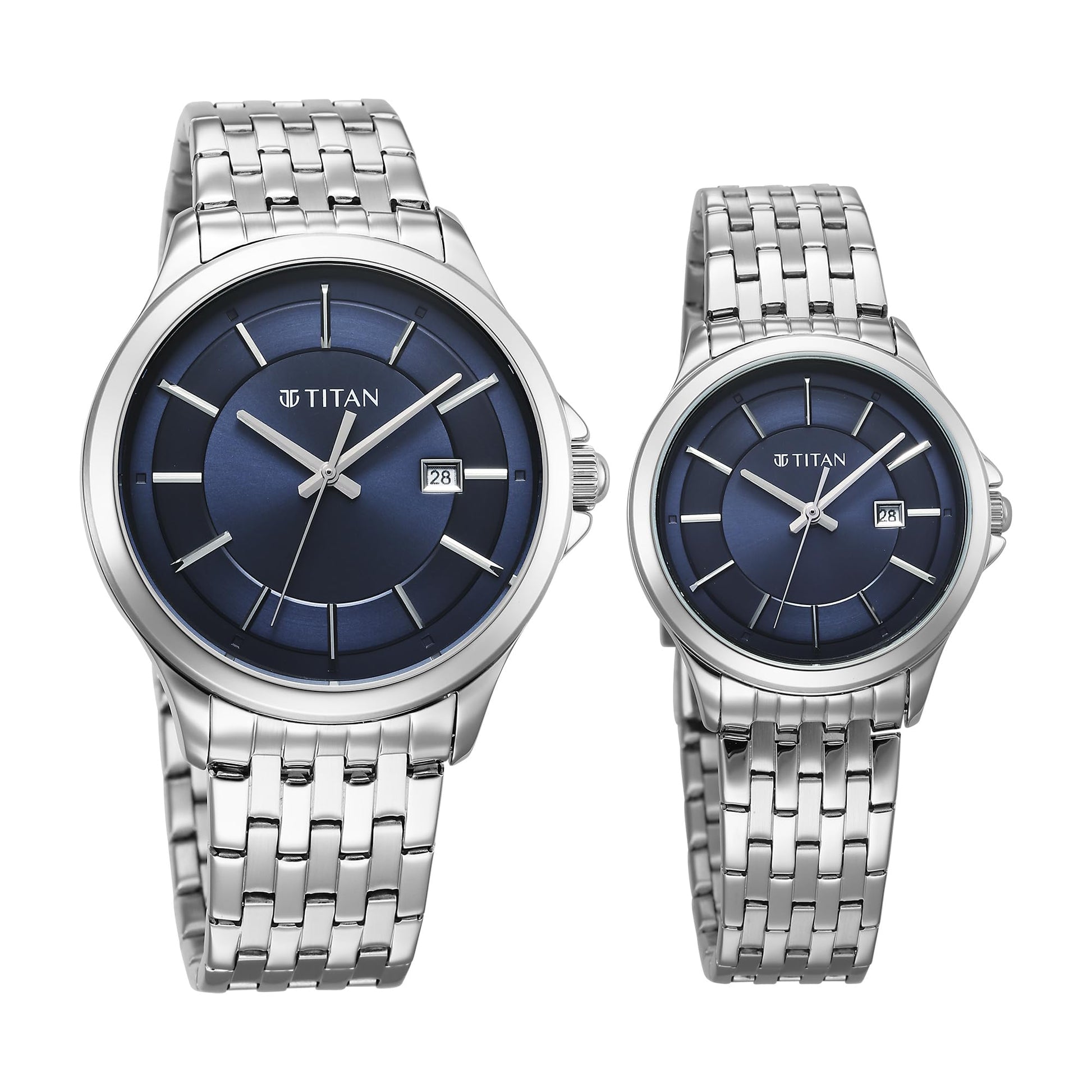 Titan Unisex Modern Bandhan Quartz Analog Blue Dial Pair Watches- image 5