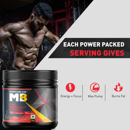 MuscleBlaze Pre Workout Ripped (Raspberry Lemonade, 250 g, 27 Servings)- image 6