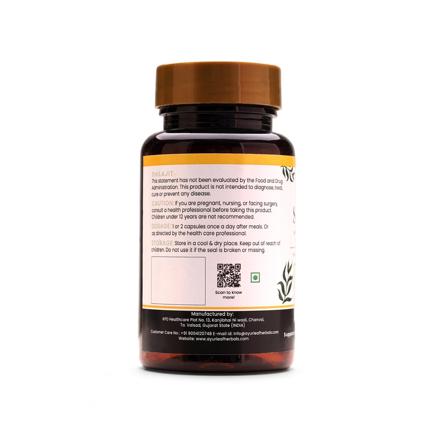 Ayurleaf Herbals Shilajit Capsules | Pure herbal for Strength, and Power | Ayurvedic Supplement | For Men (60 Capsules)