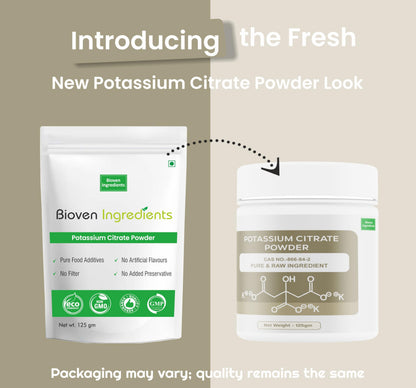 Potassium Citrate Powder by Bioven Ingredients, Non-GMO Supplement, No Preservatives, Essential Mineral, Supports Electrolyte Balance and Normal pH
