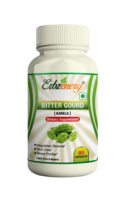ERBZENERG Bitter Gourd (Momordica charantia) Karela 60 Capsules- (Pack of 1)