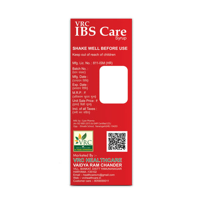 VRC Healthcare IBS Care Syrup 200ml | Ayurvedic Syrup for Constipation, Acidity and Gas Relief | Improve Digestive | Ayurvedic 10+ Herbs for Bowel Syndrome | Herbal Supplement for Men and Women