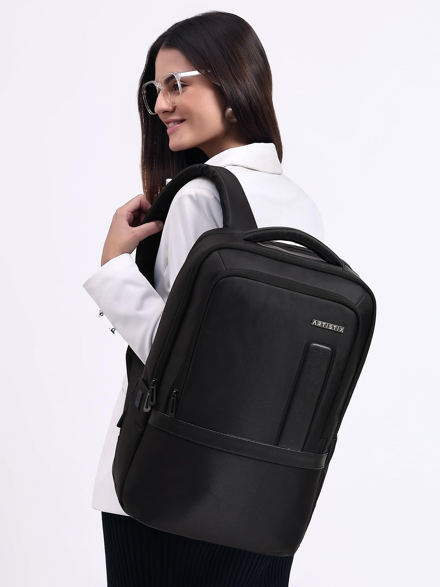 Artistix TechPort Business Backpack For Men 27 L Office Travel Backpack with 16 inch Laptop Compartment Heavy Duty Water-resistant Material Laptop Bag, Black