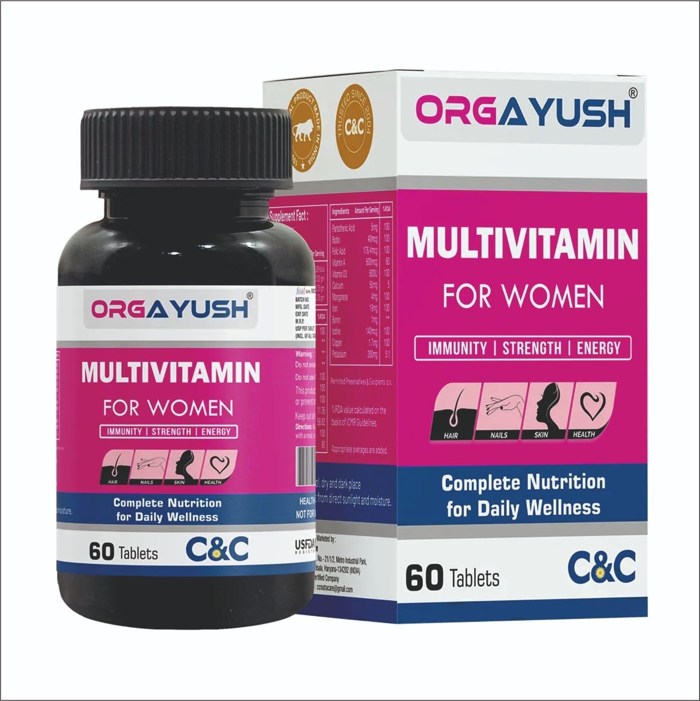 Women’s Multivitamin Tablets– Daily Energy & Immunity Support with Vitamins A, B, C, D, E & Biotin, No Added Sugar, Mixed Berry Flavor, Vegetarian Wellness Supplement (Pack of 1, Medium)
