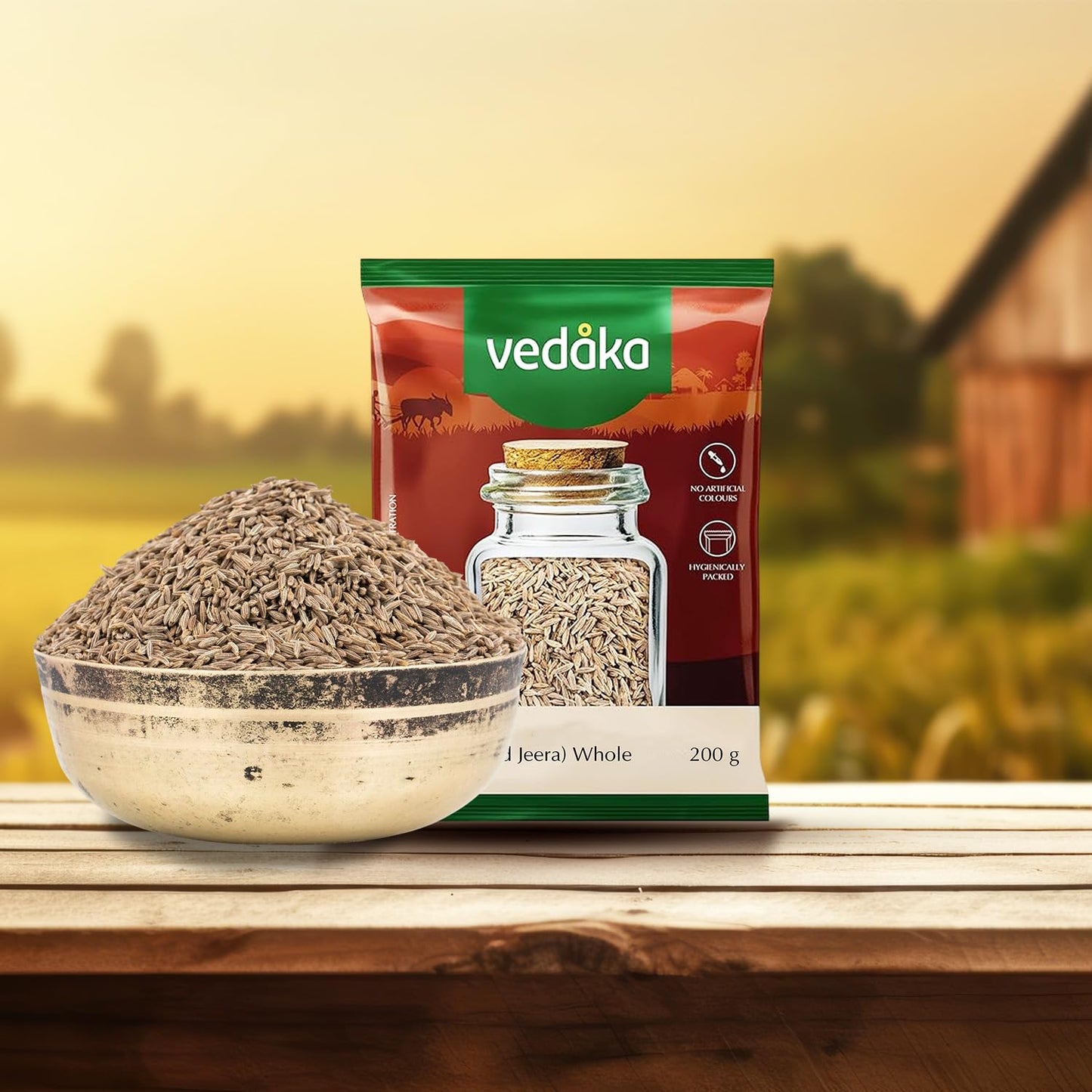 Amazon Brand - Vedaka Whole Jeera (Cumin), 200g