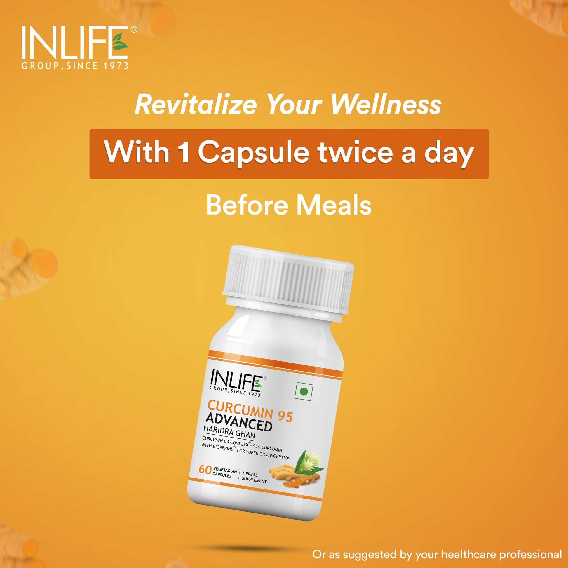 INLIFE Curcumin C3 Complex (95% Curcuminoids) 500 mg Turmeric with BioP- image 7