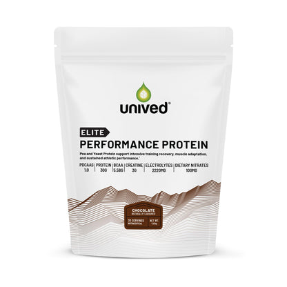 Unived Elite Performance Protein - 30g Pea & Yeast Protein + 3g Creatine | TrueBeet, Taurine, Electrolytes | For Athletes (30 Servings, Chocolate)