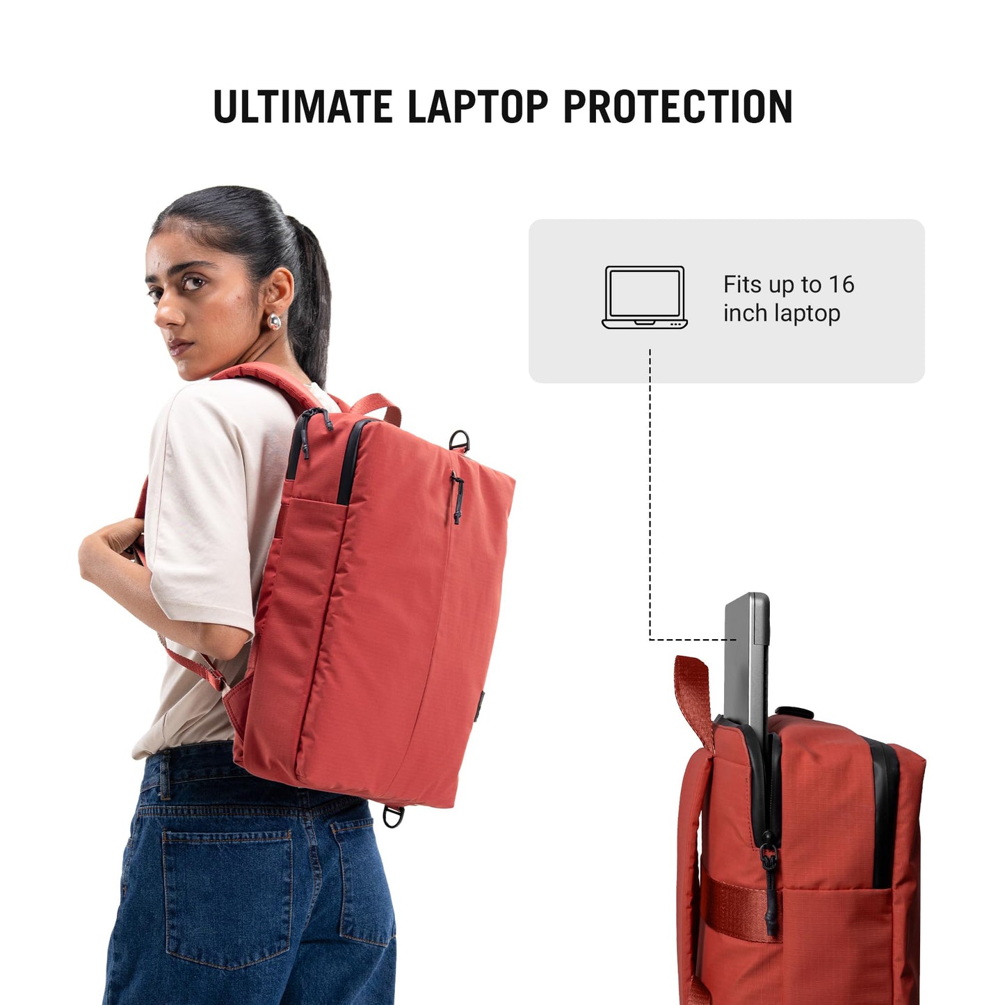 DailyObjects Water Resistant Pivot Briefpack (16L) Bag for Men & Women|Fits 13/14/15.6 inch Laptop/Macbook Pro/Air|Lightweight| Messenger Backpack|Office Use/Travel|Multi Pocket|Adjustable Strap (Red)