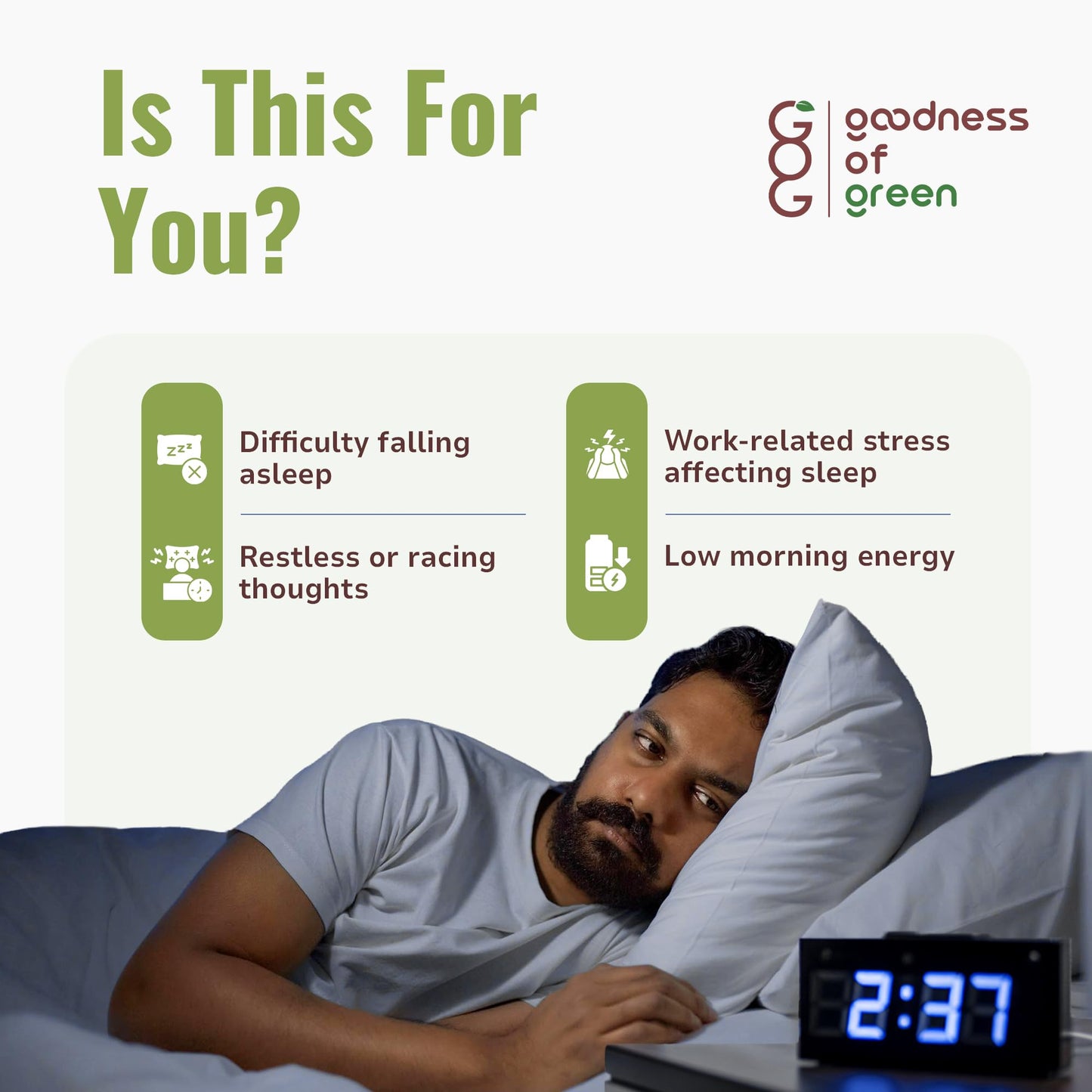 Goodness of Green Restorative Sleep Capsules, Ashwagandha & Black Pepper, Reduces Stress, Improves Sleep Quality & Rebalances Your Sleep Cycle, Plant-Based 30 Veg Capsules