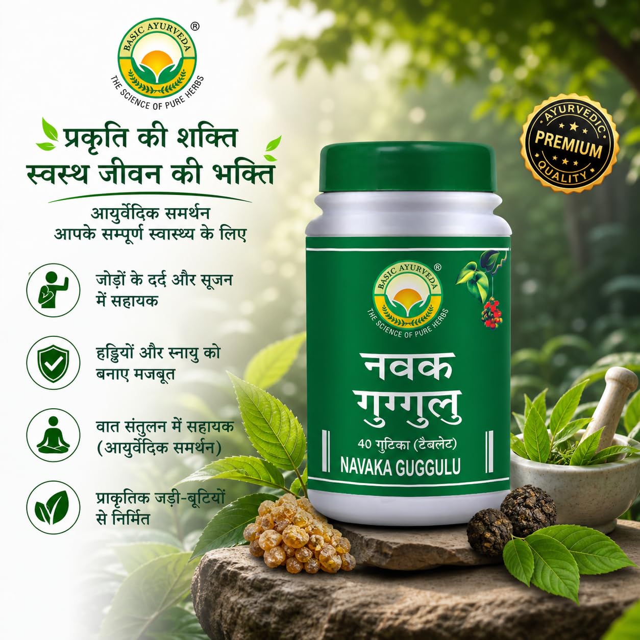 Basic Ayurveda Navaka Guggulu 40 Tablets Pack of 2