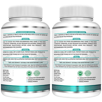 SWISSLIFE FOREVER Chelated Magnesium Glycinate | Dietary Tablets with Mineral and Amino acid (Magnesium Glycinate) Help in Bone health for Men & Women 120 Tablets (Pack of 2)